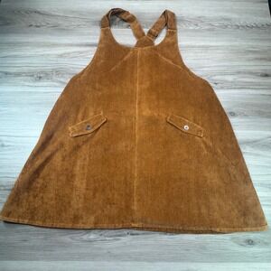 ModCloth Corduroy Overall Dress Tan Brown A-Line Pockets Women 3XL Cottagecore